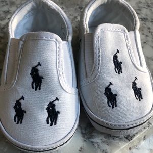 Polo Ralph Lauren White Canvas Crib Shoe